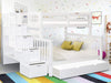 Stairway Bunk Beds Twin over Full with Trundle, White