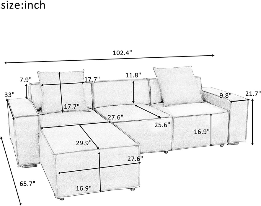 Blue Luxury Modular Sectional Sofa