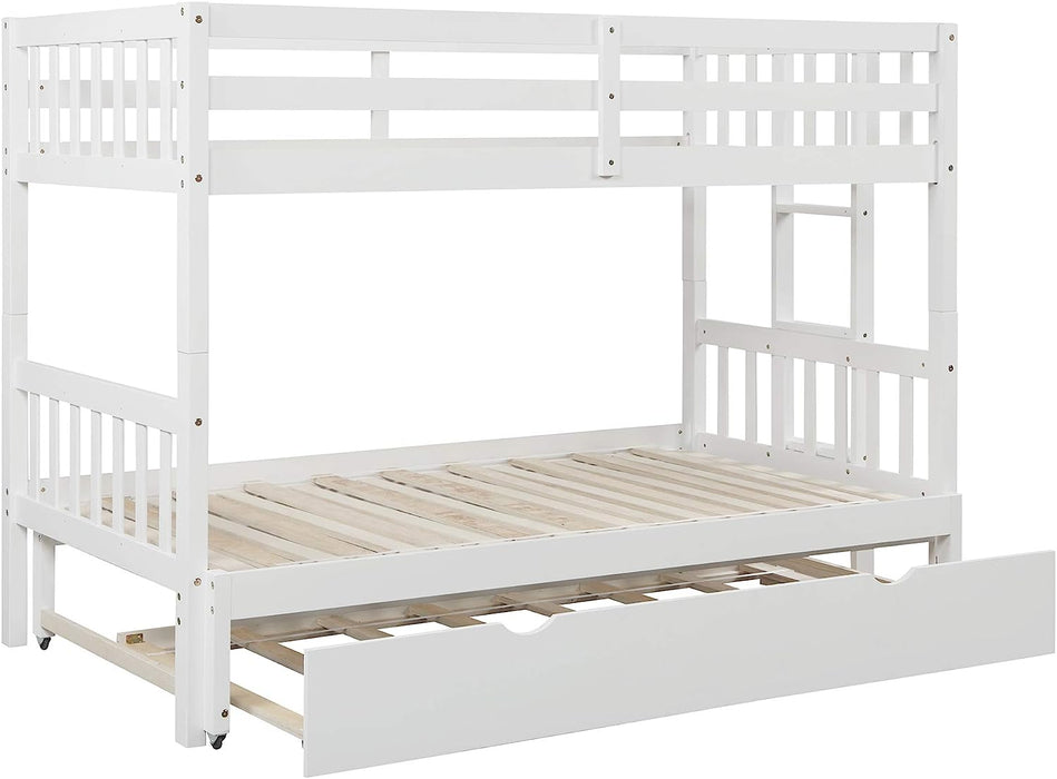 Twin over King Bunk Bed with Trundle, Expandable, White