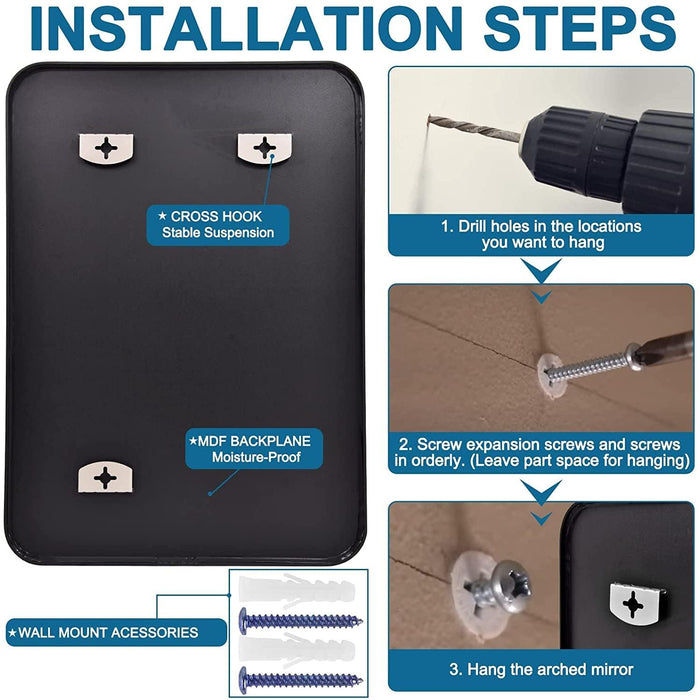 Black Metal Framed Bathroom Wall Mirror