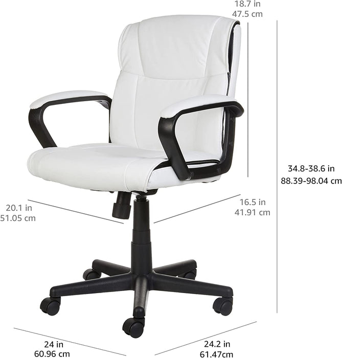 White Office Chair with Armrests and Adjustable Features