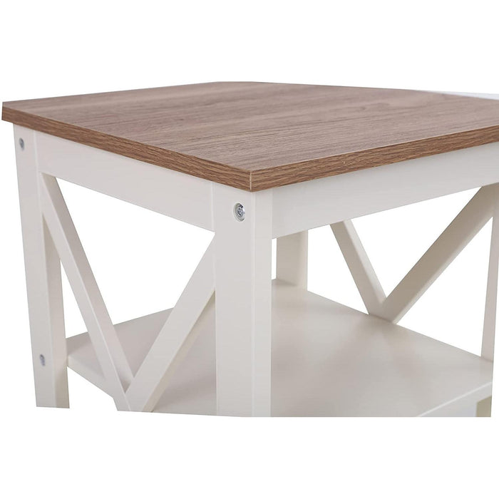 Rustic Ivory Nightstands Set of 2 with Storage