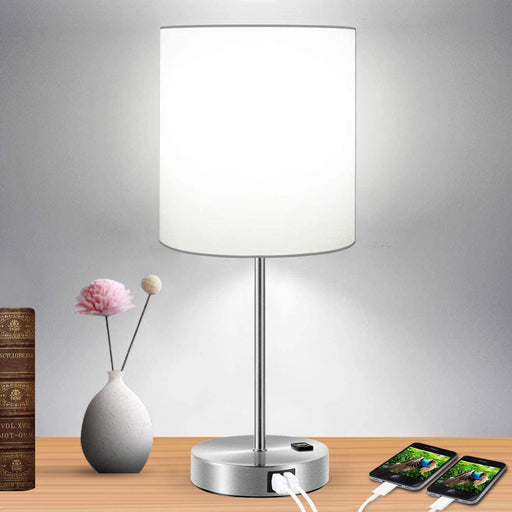 Touch Control Table Lamp with USB Ports and Outlet