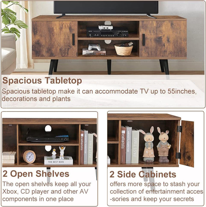 Rustic Brown TV Stand with Storage Cabinets