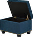 Blue Linen Ottoman with Storage by FHW
