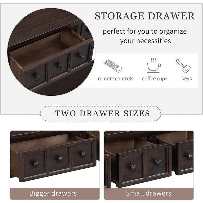 Rustic Console Table with Drawers and Shelf