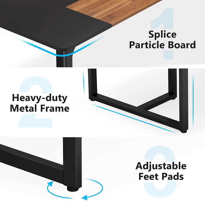 Large Executive Desk with Metal Frame and Wooden Workstation