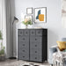 Grey Fabric 12-Drawer Dresser with Metal Frame