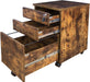 Rustic Brown Wood File Cabinet with Drawers