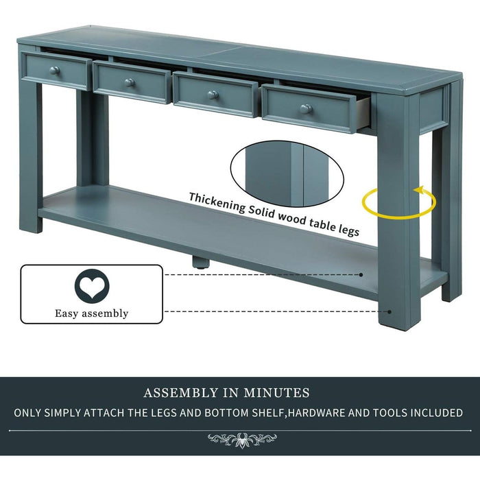 Easy Assembly Blue Console Table with Drawers