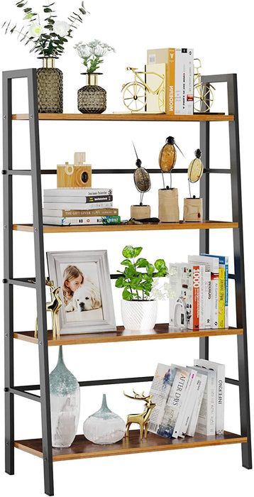 4-Tier Industrial Bookshelf for Home Organization