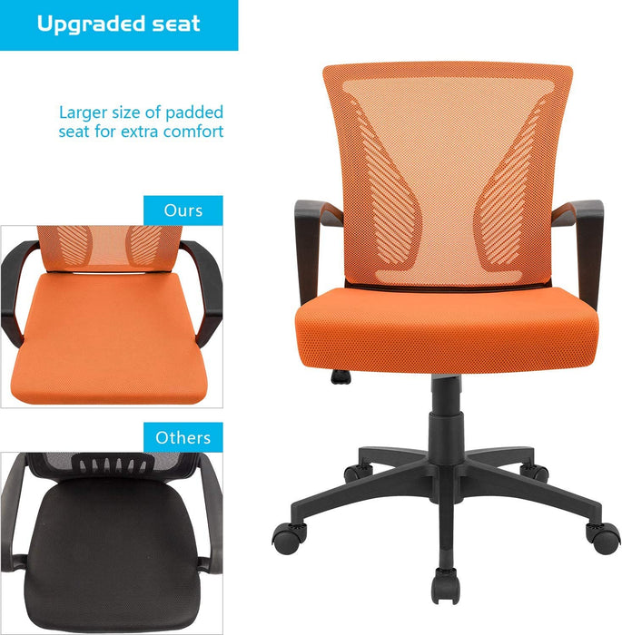 Ergonomic Orange Mesh Office Chair with Armrests