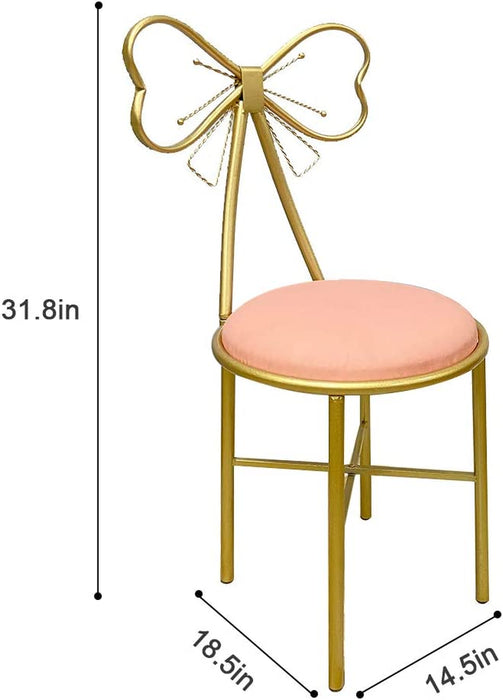 Bow Vanity Chair Set, Princess Makeup Stool (Pink)
