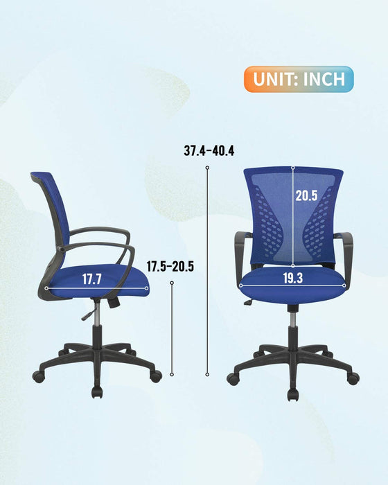 Ergonomic Blue Mesh Office Chair with Armrests