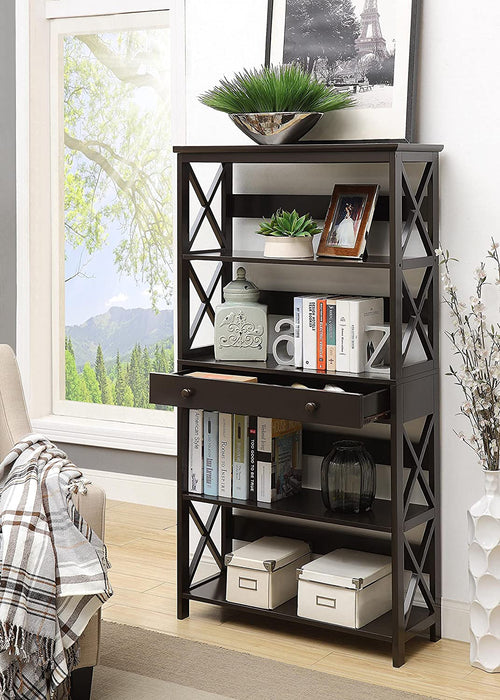 Black 5-Tier Bookcase with Drawer from Oxford