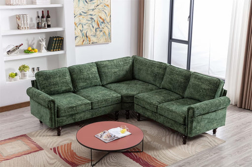 Green Modern L-Shape Upholstered Sectional Sofa