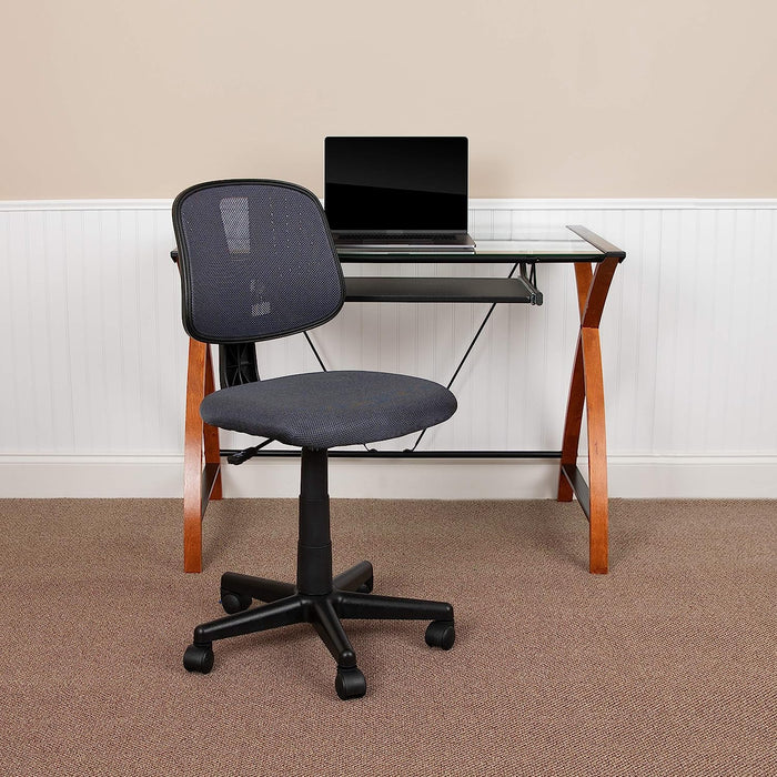 Gray Mesh Swivel Office Chair with Pivot Back