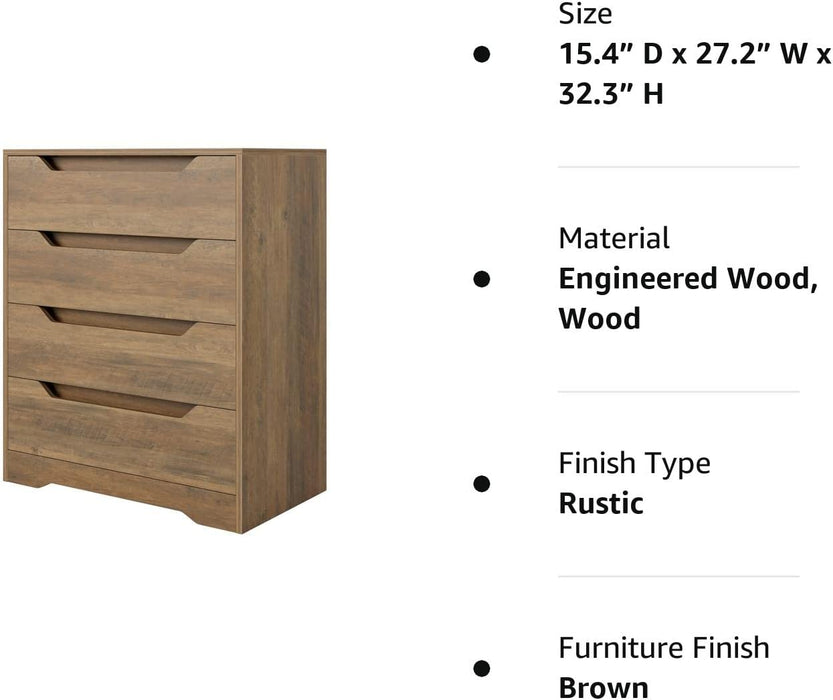 Modern 4 Drawer Dresser with Cut-Out Handles