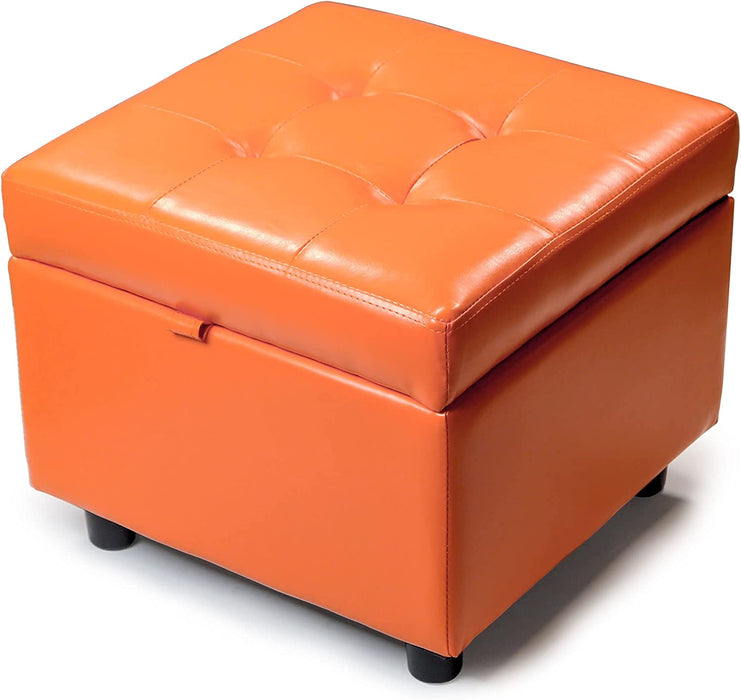 Luxury Leather Storage Ottoman Foot Rest Cube