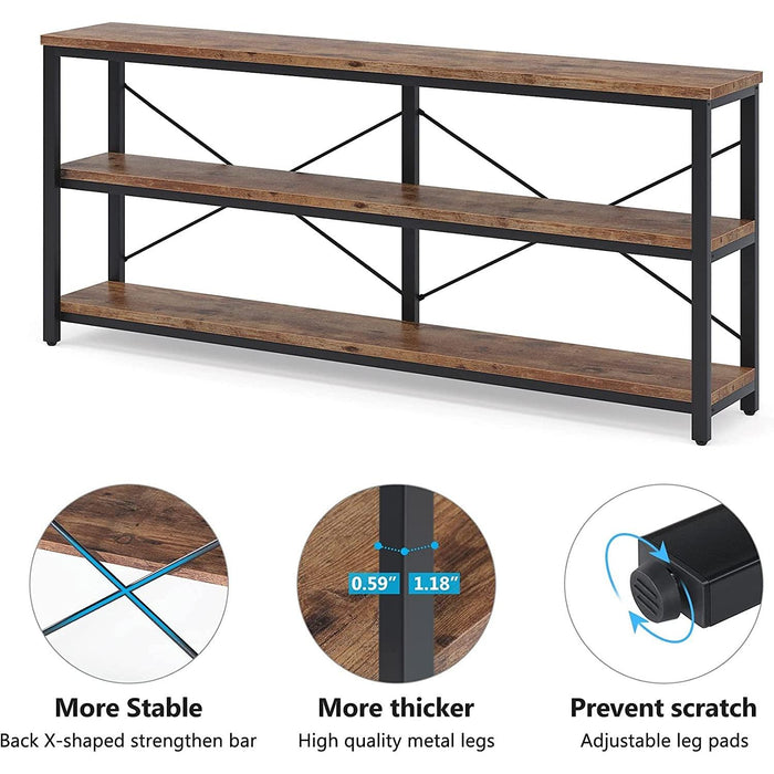 Long Narrow Sofa Table with Storage Shelves