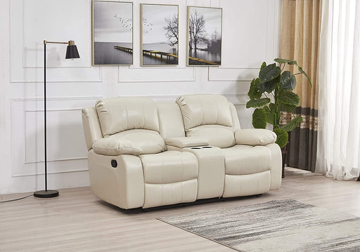 Bonded Leather Reclining Sofa in Multiple Colors, 8018 (Beige, Sofa)