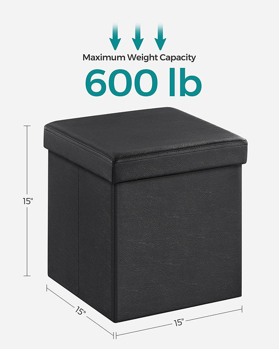 660 Lb. Black Faux Leather Ottoman Cube