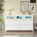 White LED Light Dresser with 7 Drawers for Bedroom