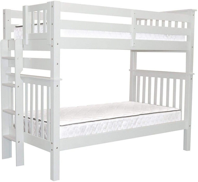 Tall Mission Style Twin Bunk Bed W/ Ladder, White