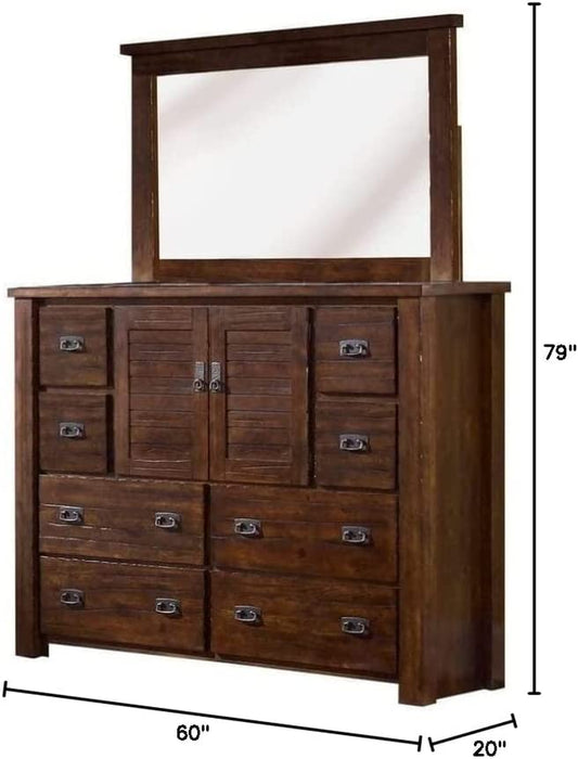 Trestlewood Dresser with Mirror, 8-Drawer, Brown