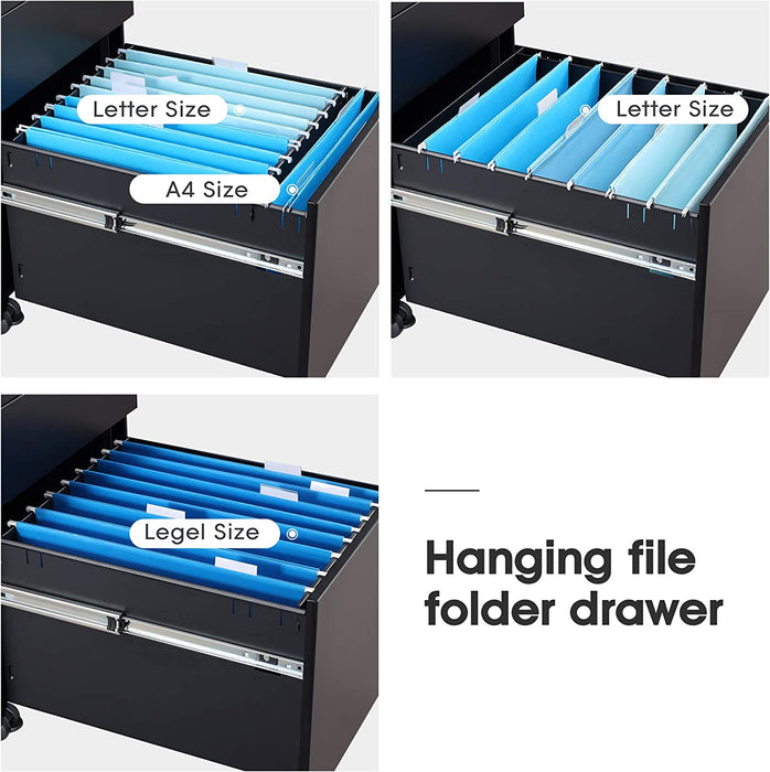 Rolling 3-Drawer Cabinet for Office Desk