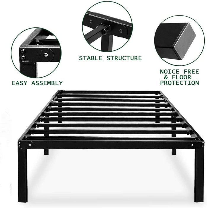 Black Twin Metal Bed Frame with Storage