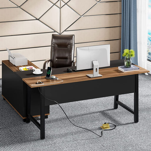 Extra Large Office Executive Desk with Power Outlet