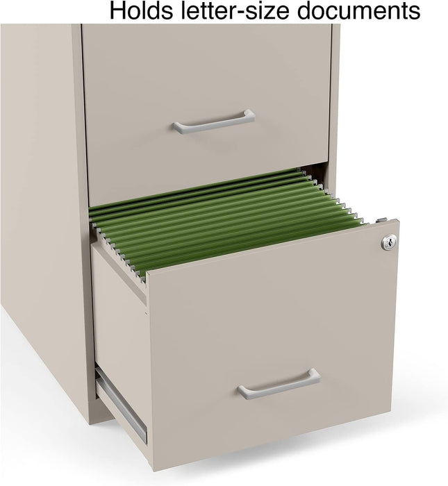 Locking 2-Drawer File Cabinet in Putty/Beige