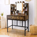 Brown Makeup Vanity Dressing Table with LED Lights