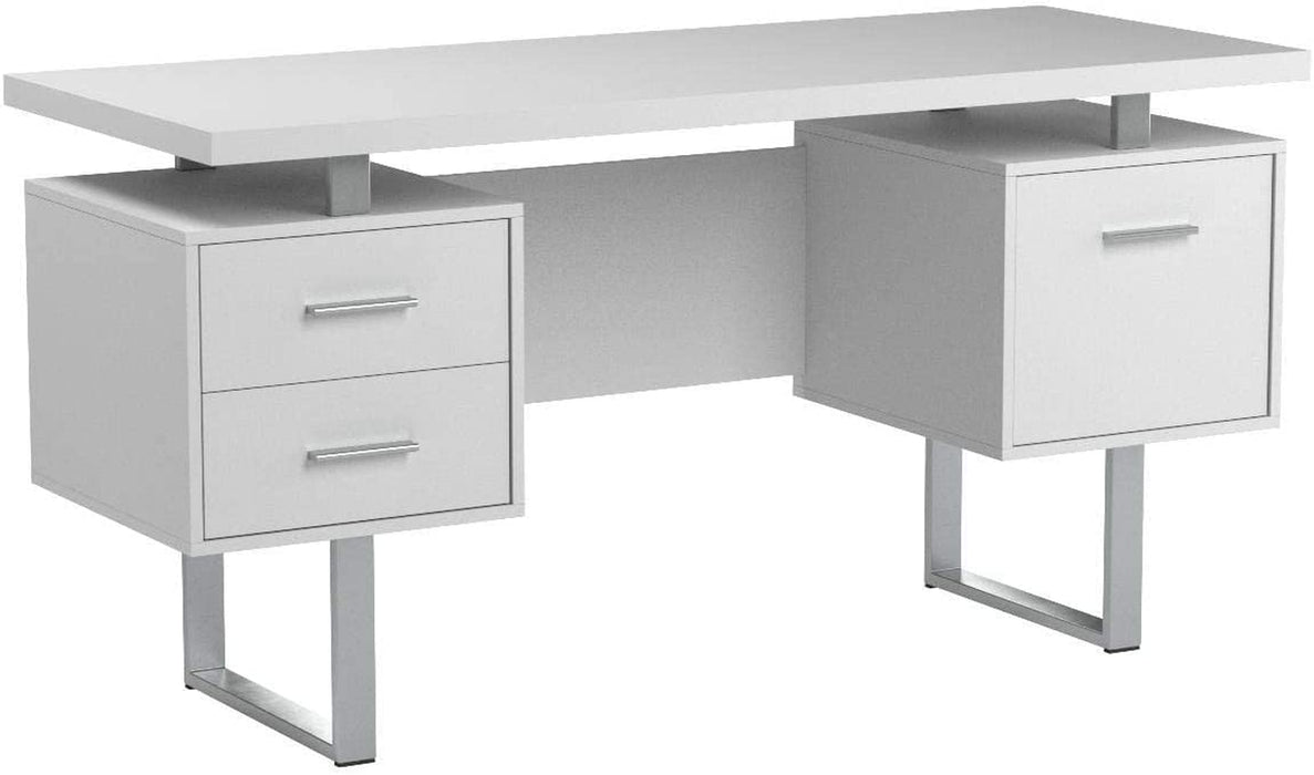 60-Inch White/Silver Metal Office Desk