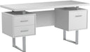 60-Inch White/Silver Metal Office Desk