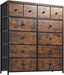 12-Drawer Rustic Brown Fabric Tall Dresser