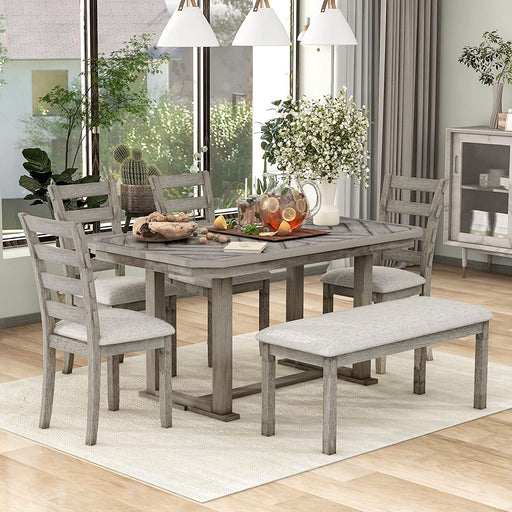 6-Piece Rubber Wood Dining Table Set