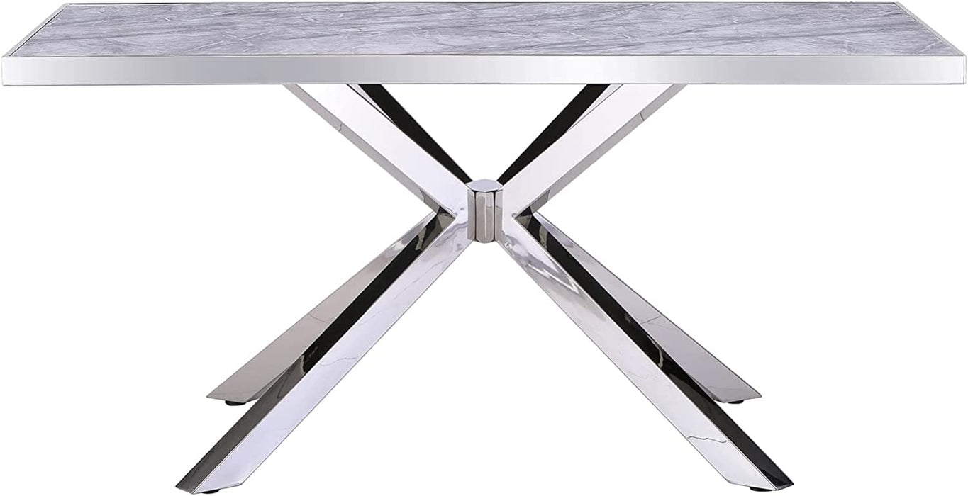 Modern Dining Table with Silver X-Base