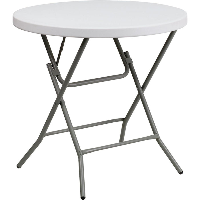 Granite White Plastic Folding Table - 2.63 Feet Round