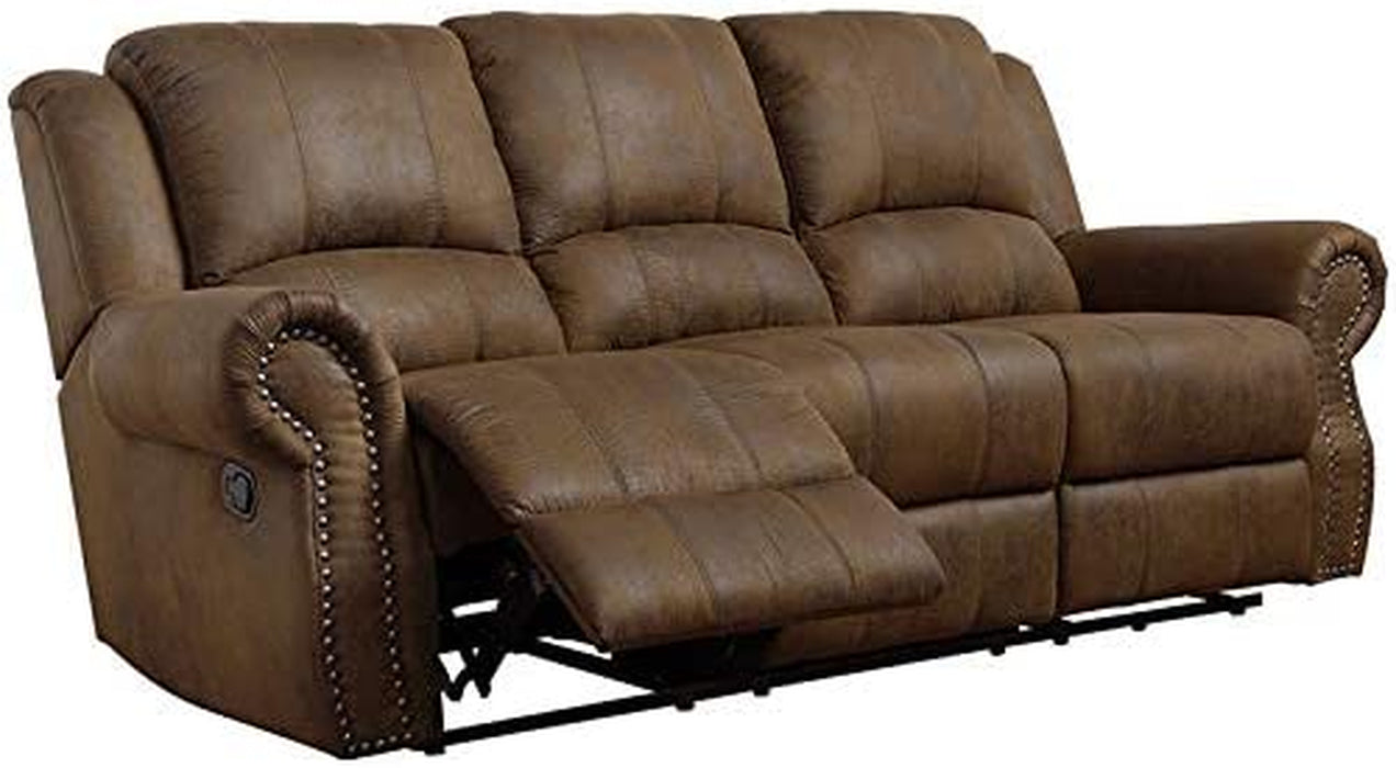 Nailhead Buckskin Brown Motion Sofa