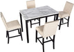 5-Piece Faux Marble Top Counter Height Dining Table Set,