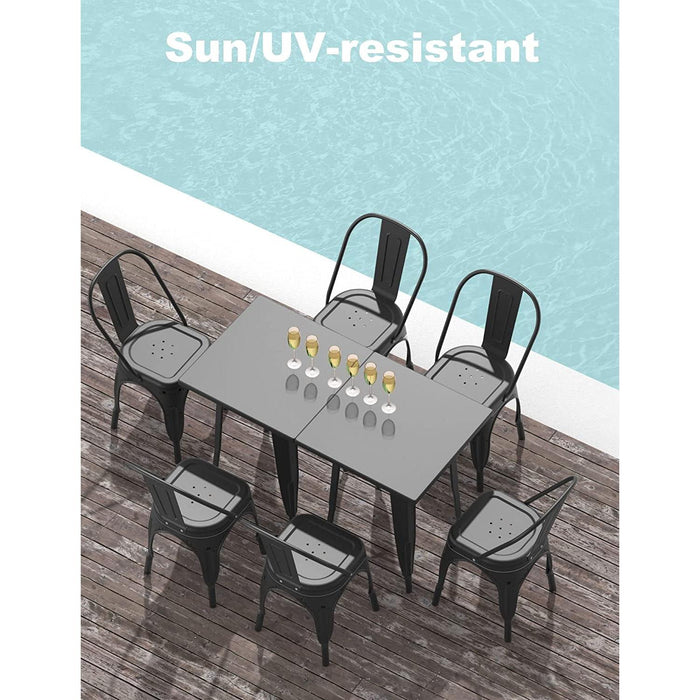 Stackable Metal Tolix Style Dining Chair, Set of 4, Black