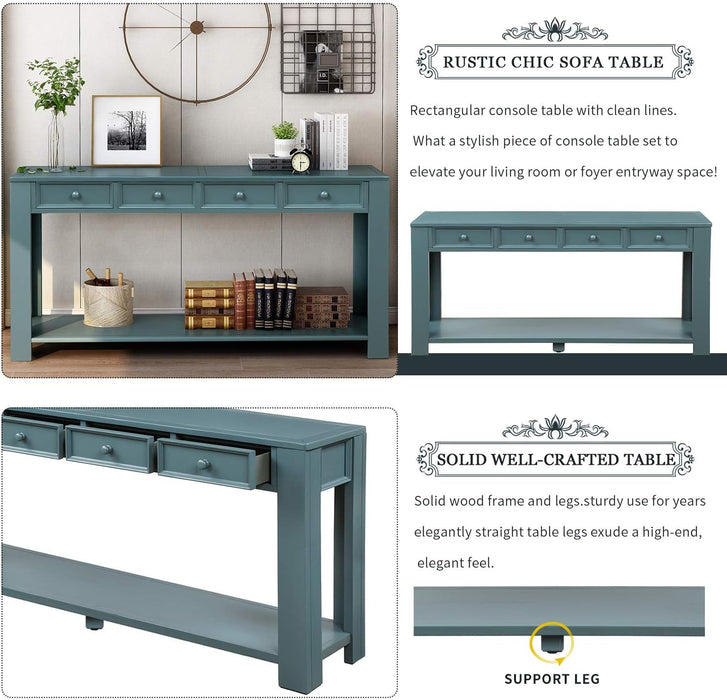 Easy Assembly Blue Console Table with Drawers