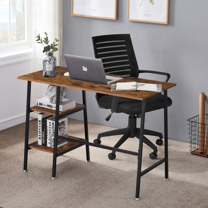 Industrial Style Home Office Desk with Shelves