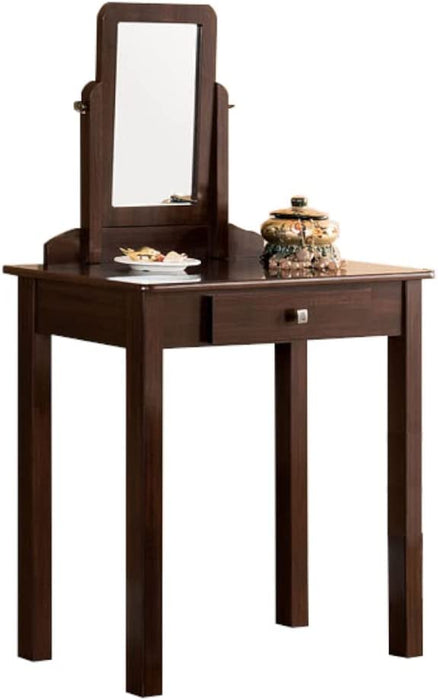 Transitional Vanity Set with Mirror, Stool (Espresso)