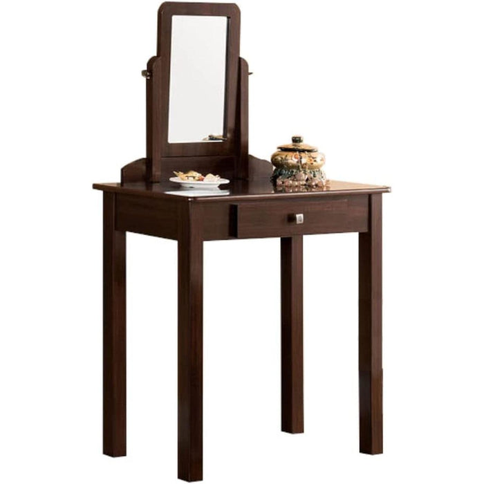 Transitional Vanity Set with Mirror, Stool (Espresso)