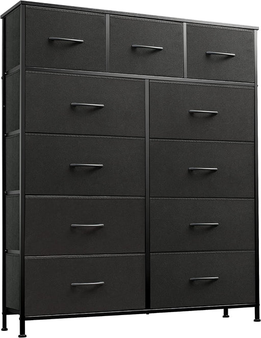 Charcoal Black 11-Drawer Fabric Storage Tower