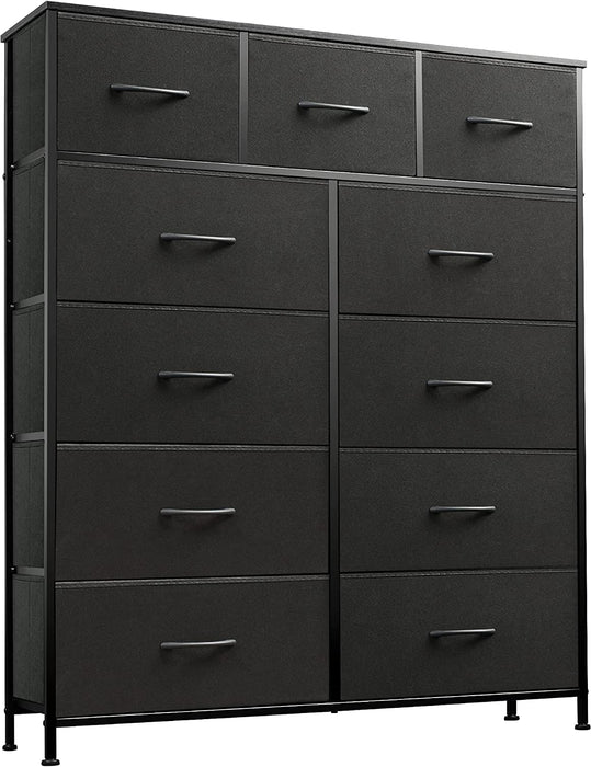 Charcoal Black 11-Drawer Fabric Storage Tower