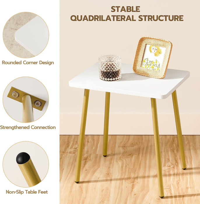 Modern White and Gold Side Table Set of 2, Small